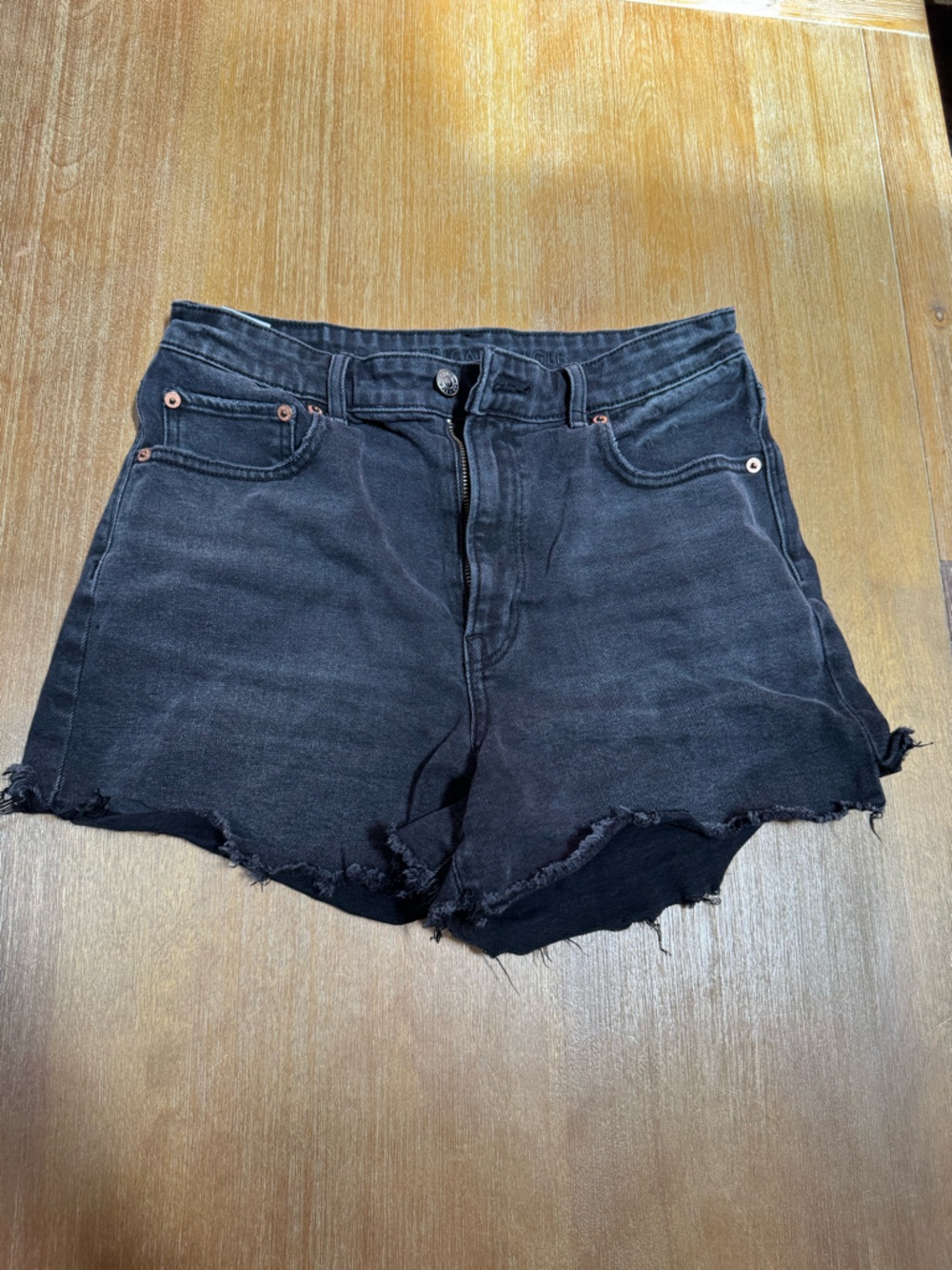American Eagle Outfitters Black Distressed Cutoff Denim Shorts